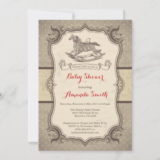 Uitnodiging  retro voor Baby shower van Rocking Ho (Voorkant)