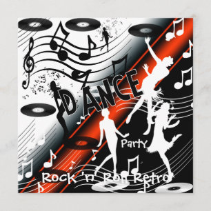 Uitnodiging Rock 'n' Roll Retro Dance Party