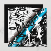 Uitnodiging Rock 'n' Roll Retro Dance Party (Voorkant / Achterkant)