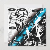 Uitnodiging Rock 'n' Roll Retro Dance Party (Voorkant)