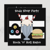 Uitnodiging Rock 'n' Roll Retro Soda Shop Party (Voorkant / Achterkant)
