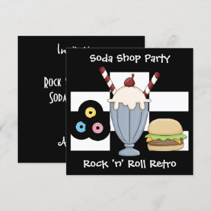 Uitnodiging Rock 'n' Roll Retro Soda Shop Party