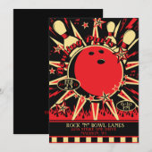 Uitnodiging Rockabilly Bowling Party (Voorkant / Achterkant)