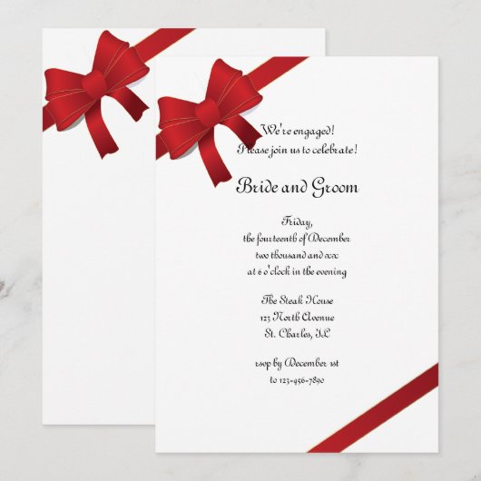 Uitnodiging Rode Bogen Winter Engagement Party (Voorkant / Achterkant)