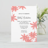 Uitnodiging Rode Daisies Gradues Party (Staand voorkant)