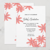 Uitnodiging Rode Daisies Gradues Party (Voorkant / Achterkant)