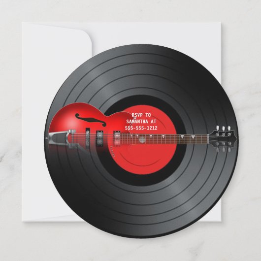 Uitnodiging Rode Elektrische Guitar Graduation Par (Achterkant)