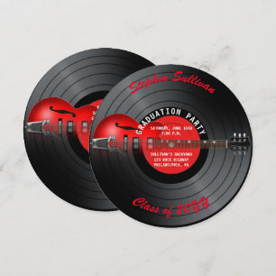 Uitnodiging Rode Elektrische Guitar Graduation Par