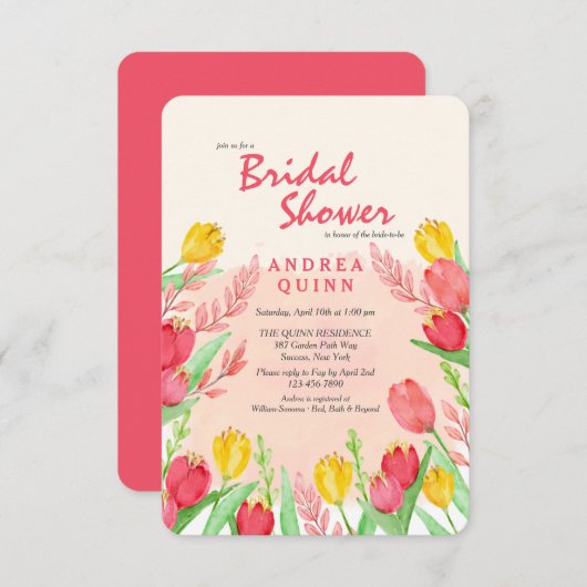 Uitnodiging Rode en Gele Tulpen (Voorkant / Achterkant)