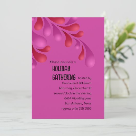 Uitnodiging Rode en Roze Vlekte Pluimvee Partij (Staand voorkant)