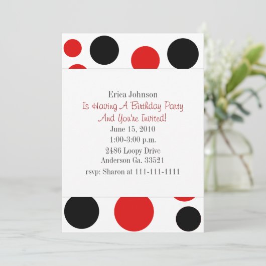 Uitnodiging Rode en Zwarte Circles (Staand voorkant)