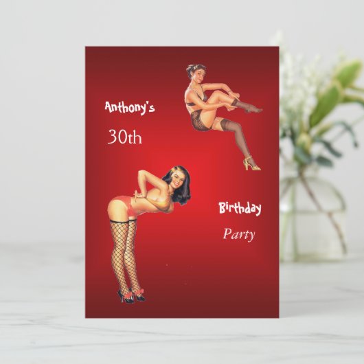 Uitnodiging rode pop-up meisjes (Staand voorkant)