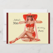 Uitnodiging rode pop-upmeisje van de Birthday Part (Voorkant)