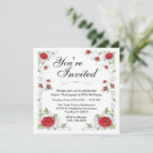 Uitnodiging - Rode rozen (Staand voorkant)