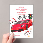Uitnodiging rode sportwagen racethemaparty (Insitu (Draagbaar))