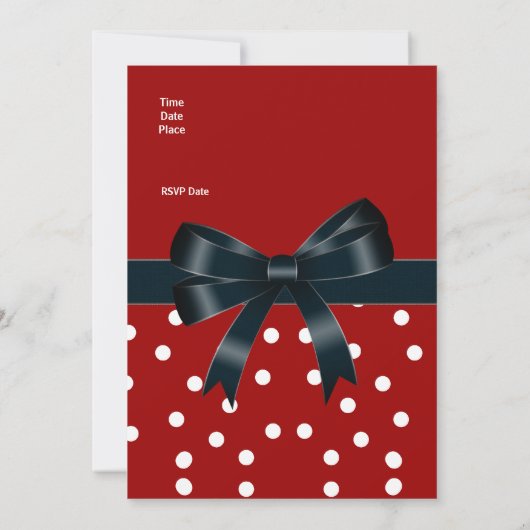 Uitnodiging Rode Witte Spots Zwarte Bogen (Achterkant)