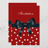 Uitnodiging Rode Witte Spots Zwarte Bogen (Voorkant / Achterkant)