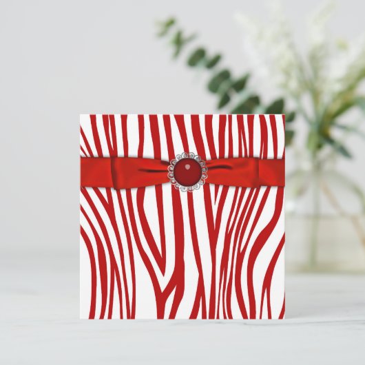 Uitnodiging Rode Zebrafeest (Staand voorkant)