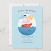 Uitnodiging Rode Zeilbootje (Voorkant)