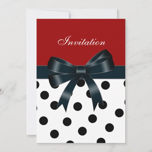 Uitnodiging Rode Zwarte Spots Witte Bogen (Voorkant)