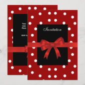 Uitnodiging Rode Zwarte Spots Witte Rode Bogen (Voorkant / Achterkant)