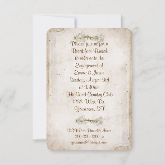 Uitnodiging Romantic Daisy Engagement Party (Achterkant)