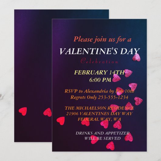 Uitnodiging Romantische Valentijnsdag (Voorkant / Achterkant)