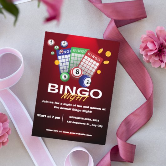 Uitnodiging Rood Donkere Bingo Avond Feest
