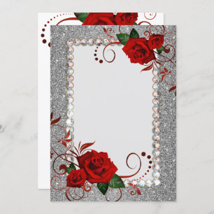 Uitnodiging-Rood Fancy Glitter Bling Kaart