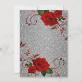 Uitnodiging-Rood Fancy Glitter Bling Kaart (Achterkant)