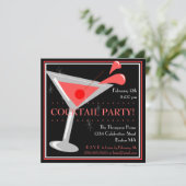 Uitnodiging Rood Martini Cocktail Feestje (Staand voorkant)