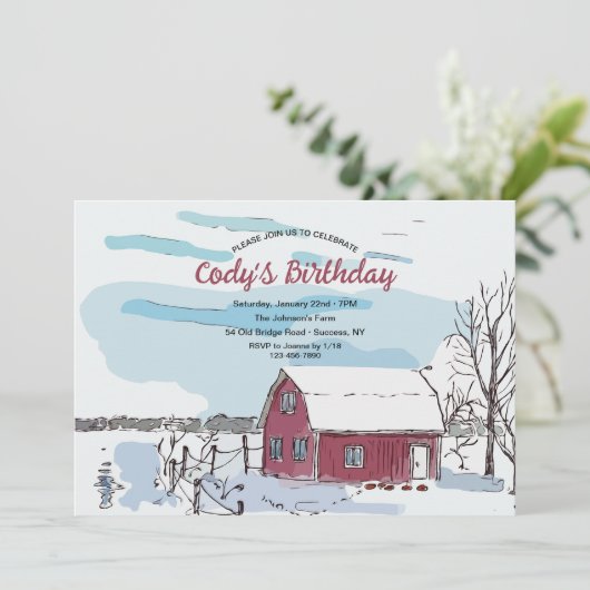 Uitnodiging Rood Schuur (Staand voorkant)