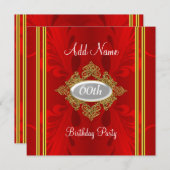 Uitnodiging Rood-verjaardagsfeest (Voorkant / Achterkant)