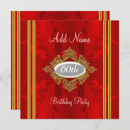 Uitnodiging Rood-verjaardagsfeest (Voorkant / Achterkant)