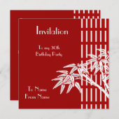 Uitnodiging Rood Wit Aziatische Bamboe (Voorkant / Achterkant)