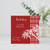 Uitnodiging Rood Wit Aziatische Bamboe (Staand voorkant)