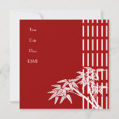 Uitnodiging Rood Wit Aziatische Bamboe (Achterkant)