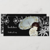 Uitnodiging Rood Zwart Wit Aziatische Bamboe (Voorkant / Achterkant)