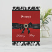 Uitnodiging Rood Zwart Wit Dierenboog (Staand voorkant)