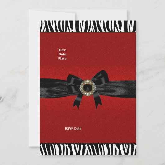 Uitnodiging Rood Zwart Wit Dierenboog (Achterkant)