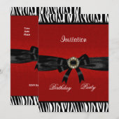 Uitnodiging Rood Zwart Wit Dierenboog (Voorkant / Achterkant)