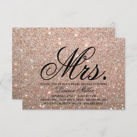 Uitnodiging - Roos Gold Fab Mrs Shower (Voorkant / Achterkant)