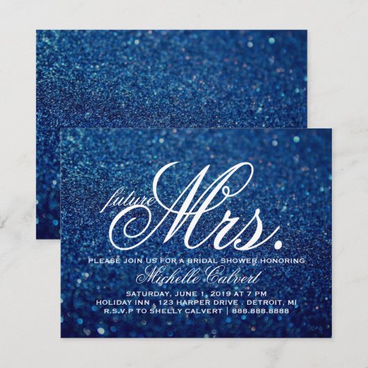 Uitnodiging - Royal Blue Vrijgezellenfeest future (Voorkant / Achterkant)