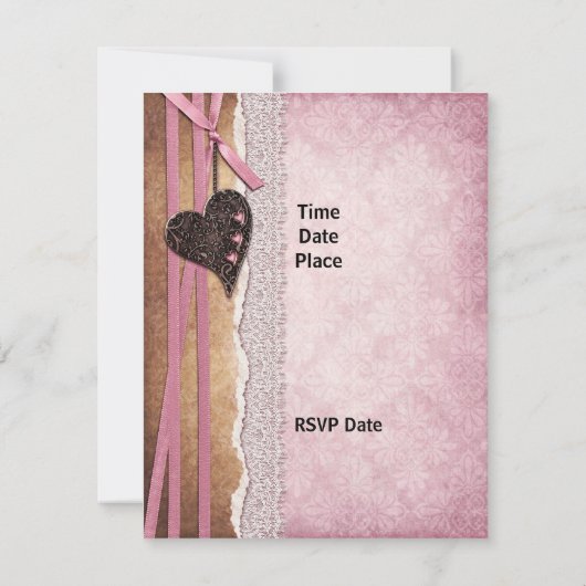 Uitnodiging Roze Antiek Papier (Achterkant)