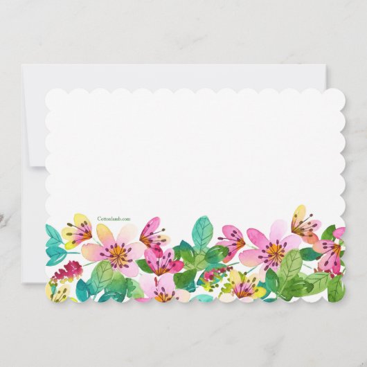 Uitnodiging Roze Bloemenborder (Achterkant)