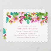 Uitnodiging Roze Bloemenborder (Voorkant / Achterkant)