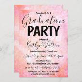 Uitnodiging roze Bokeh Graduation Party (Voorkant / Achterkant)