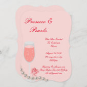 UITNODIGING ROZE BRUIDSSCHOWER 'PEARLS & PROSECCO' (Voorkant / Achterkant)