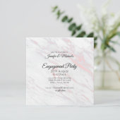 Uitnodiging roze en grijze marmer van Engagement P (Staand voorkant)