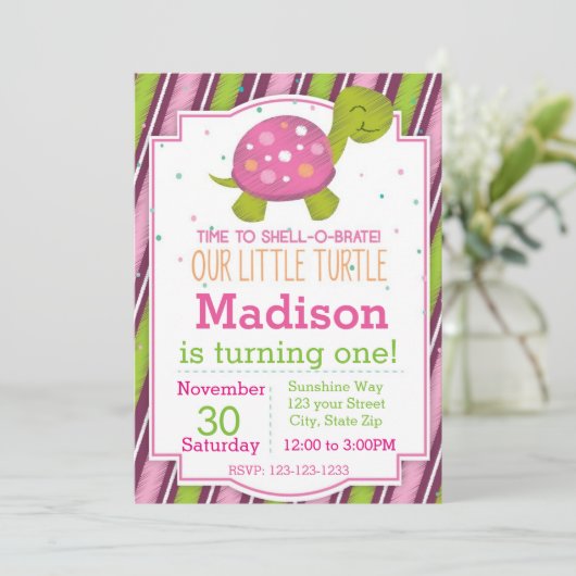 Uitnodiging (roze) om de volgende dag te vieren: (Staand voorkant)